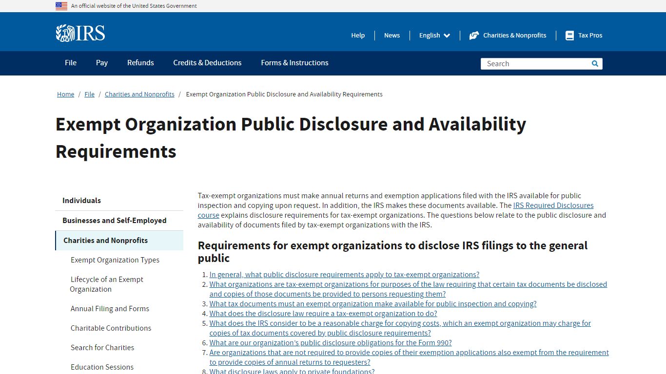 Exempt Organization Public Disclosure and Availability Requirements ...